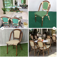 Ensemble table et chaises de style français en aluminium, imitation bambou, durable et léger, chaise en rotin tressé