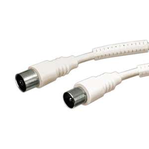 Cable de conexión para TV blindado con filtro, 5m de longitud, color blanco, ideal para minimizar interferencias y mejorar la calidad. - Product Image 1