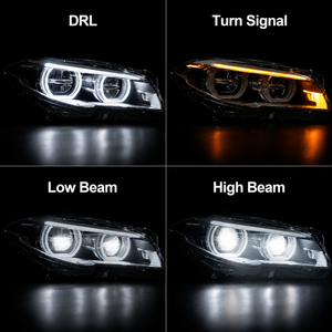 Fari a <span class=keywords><strong>LED</strong></span> BK per <span class=keywords><strong>BMW</strong></span> Serie 5 <span class=keywords><strong>F10</strong></span> 2011-2017, Gruppo Ottico con Angel Eyes e Luci Diurne, Aggiornamento Fari Anteriori - Product Image 3