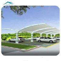Abri de voiture en acier durable, imperméable, avec structure en PVDF, pour le stationnement des voitures