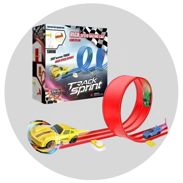 KSF Cool Dual Track Racing Car 360 Free Rotation Ultra Long Sliding Soft Track Children's Slot Toys Safety First Gift Four Cars