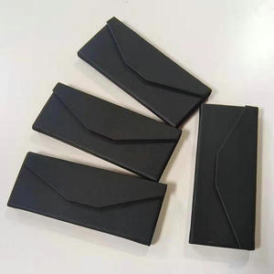 Étui à lunettes de soleil et lunettes de vue Finewell, logo personnalisé, luxe, noir, rectangulaire, pliable, semi-rigide, en cuir PU, style classique - Product Image 4