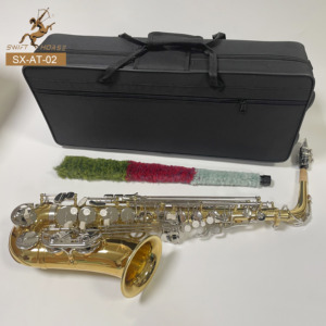 Bon marché Saxophone mib alto en laiton couleur or et argent avec accessoires Vente directe d'usine Saxophone OEM ODM LOGO personnalisé - Product Image 1
