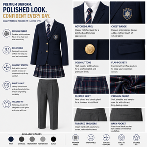 Custom School Uniforms <b>Blazer</b> Skirt Pants <b>Set</b> Student Uniform OEM ODM Private Label Manufacturer - Product Image 3
