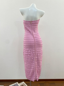 Nouveautés Bettergirl 2026 : Ensemble haut et jupe rose sans bretelles avec <span class=keywords><strong>fermeture</strong></span> éclair et strass, style industriel français - Product Image 4
