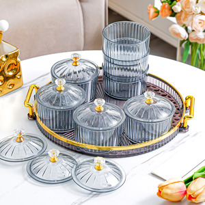 Luxury Round Fruit And <b>Tea</b> <b>Tray</b> With 8 Compartments Clear Glass Storage Box For Snacks Nuts Desserts Household Use - Product Image 4