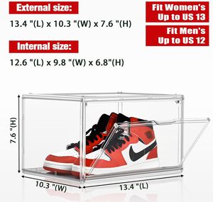 Caja de zapatos de acrílico de plástico transparente Puerta magnética apilable Zapatillas de deporte de alta calidad Caja de plástico plegable - Product Image 2