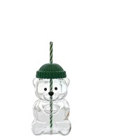 Meilleure vente transfrontalière : Gobelet en PET en forme d'ours avec paille, édition limitée, design de dessin animé pour adultes, idéal pour cadeaux et offres spéciales