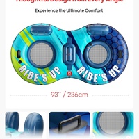 Bouée de piscine gonflable en PVC pour 2 personnes, capacité de 660 lb, 93 pouces, flotteur robuste et résistant, dossier ergonomique, porte-gobelets isothermes, pour la famille