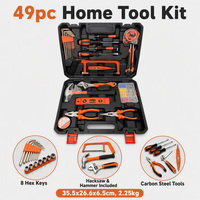 Ensemble d'outils à main en acier au carbone de 49 pièces avec étui rigide, kit de réparation portable