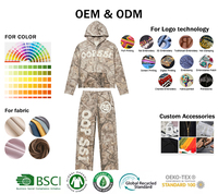 Ensemble de survêtement gris personnalisé pour homme, coupe droite, pantalon de jogging ample et sweat à capuche, deux pièces