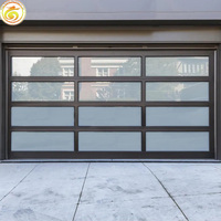 Porte de garage sectionnelle automatique en aluminium avec miroir en verre trempé, porte de garage industrielle sectionnelle pour deux voitures