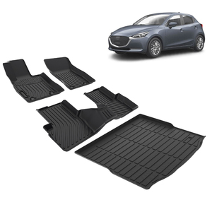 Tapetes Termoformados Originales de TPE, Alfombrilla de Plástico para Maletero y Tapetes de Piso 3D para <span class=keywords><strong>Mazda</strong></span> 2 Mazda2 2015-2024, Alfombras de Coche de Bandeja Profunda - Product Image 2