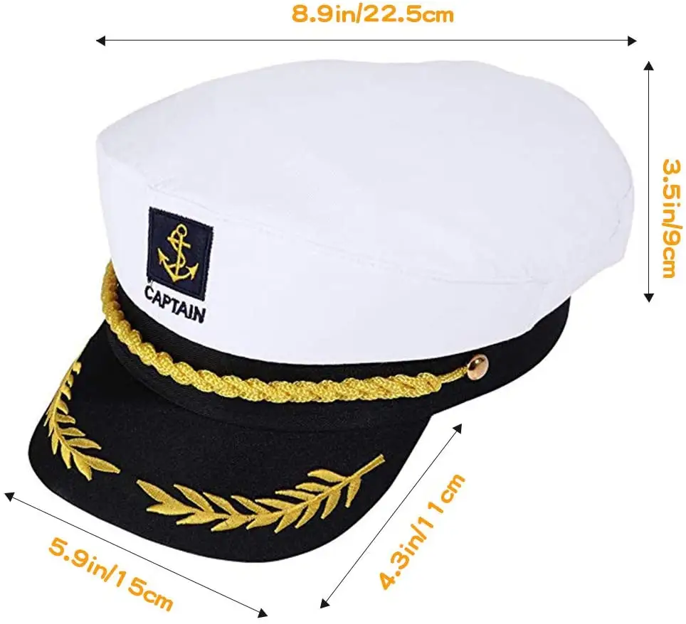 C3691 Captain Hat White Navy Party hat Sailor Costume Fancy Dress hats