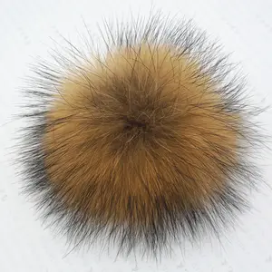 Echte Wasbeer Bont Pompom 12Cm Natuurlijke Wasbeer Bont Pom Pom Voor Hoed