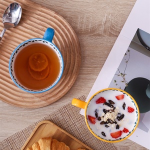 Prix de gros, grande capacité 480ML café peint à la main céramique petit déjeuner fleur et tasses en <span class=keywords><strong>porcelaine</strong></span> <span class=keywords><strong>Fine</strong></span> - Product Image 6