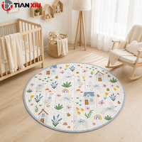 Nouveau design Tapis de jeu pour bébés et nouveau-nés, Tapis de sol rond à motif forêt de dessin animé, pliable, pour chambre d'enfant