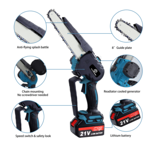 Mini tronçonneuse 21V à batterie lithium, grande capacité, pour travaux de menuiserie à une main, tronçonneuse de taille 6/8 pouces - Product Image 1