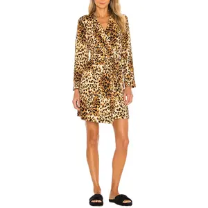 Pigiama con stampa leopardata da donna con stampa leopardata da bagno kimono da notte per donna