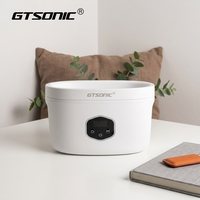 GT-F2 30W 43kHz Pembersih Ultrasonik Digital Mini Elektrik 600ml Baja Tahan Karat Putih Penyangga Jam Tangan Timer Digital Garansi 1 Tahun untuk Rumah Tangga