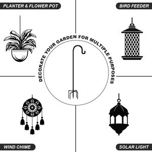 Bird Feeder Stand Metal Outdoor <b>Garden</b> <b>Hook</b> Support Rod Durable Carbon Steel Black - Product Image 2