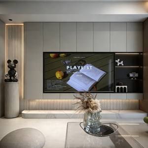 Nordic Modern Minimalist Integrated <b>TV</b> Cabinet Set Light Tone Panel Wood Style for <b>Small</b> Apartment Living Spaces - Product Image 3