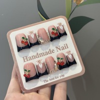 TSZS 10 pièces de faux ongles en forme de bec de canard style Y2K, faits à la main, à presser, décorés de fleurs en strass 3D de luxe, en acrylique, pour femmes