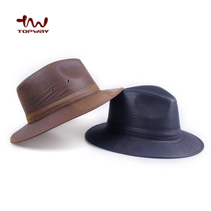 Custom <strong>Bucket</strong> Felt <strong>Hat</strong> <strong>Cheap</strong> Vintage Antique Brass PU Leather Cool Hard Wide Brim Mens Fedora <strong>Hats</strong> for Cowboy - Product Image 1