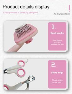 Juego de herramientas de aseo para mascotas, 8 unidades, con cepillo de baño, peine para el pelo, peine para eliminar pulgas, cortaúñas, cepillos de dientes para mascotas - Product Image 2