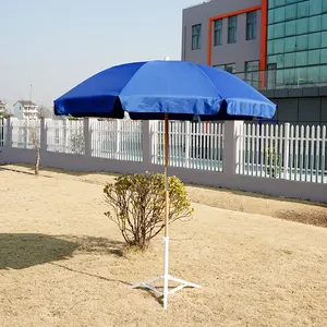 Grand parapluie de plage de 220cm 240cm à 8 côtes, parasol pare-soleil en bois résistant et coupe-vent pour marché en plein air, jardin, hôtel