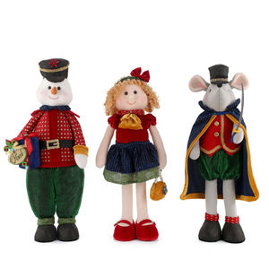 Zaves, bonhomme de neige de Noël de 17 pouces, trio avec un <span class=keywords><strong>soldat</strong></span> souris et une petite fille debout, ornement en tissu peluche et feutre pour la décoration de Noël - Product Image 1
