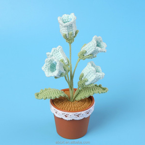 Flores artificiales Bellflower Planta en <span class=keywords><strong>maceta</strong></span> Punto a mano Crochet Lily of the Valley Lana - Product Image 3