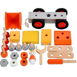 New Pretend Play Criativo Construção Modelo Carro Educacional Caminhão Aeronave Escavadeira Brinquedo De Madeira Para Crianças