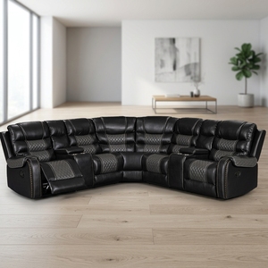 Conjunto de Sofá Reclinable en Forma de L Ecológico con Almacenamiento Extensible, Cuero Sintético Duradero, Diseño Moderno para Uso en Hoteles - Product Image 5