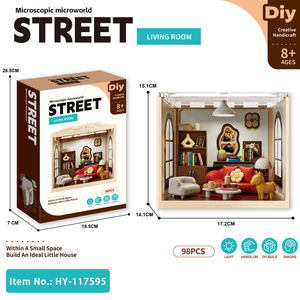 Kit de montage DIY Hanye Micro World : Miniature de salon en plastique avec lumières, boîte colorée, décoration d'intérieur, jeu d'imitation, jouet éducatif pour enfants - Product Image 2