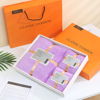 Vente en gros de serviettes de bain de haute qualité Ensemble cadeau 3 pièces de bain douche en molleton épais corail doux Serviette de visage absorbante