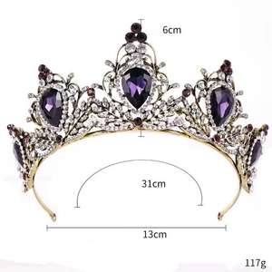 Diadèmes en métal baroque en cristal en alliage <span class=keywords><strong>doré</strong></span> Accesorios floraux pour El Cabello luxe rétro strass couronne de mariée mariage - Product Image 2