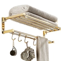 Ensemble d'accessoires de quincaillerie pour rangement de toilettes pliable en laiton brossé sans perçage, 8 pièces, finition PVD or, fil de cuivre pur européen