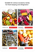 Congélateur horizontal de grande capacité pour supermarché, congélation rapide, viande et fruits de mer surgelés, îlot de crème glacée