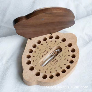 Boîte de rangement pour dents de lait en bois pour enfants, ronde, gravée, personnalisable, type sur pied - Product Image 2