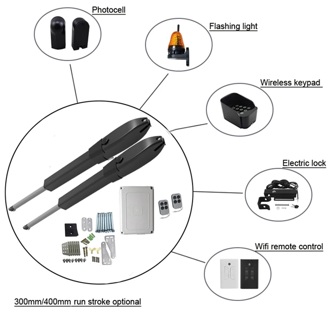 PKM-C026 300KG 400mm Security Wifi Dual Solar Automatic Remote Control Main Door Opening System Auto Swing Gate Opener