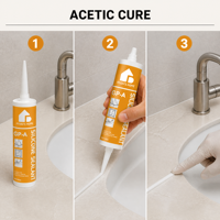 Scellant silicone acétique FEIDU GP-A 300ml, usage général, anti-fongique, anti-bactérien, pour la construction, les fenêtres et les portes en verre
