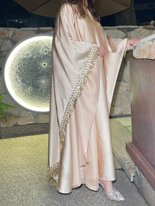 LEDUO Luxury Tassel Sleeve Muslim Maxi Dress Islamic Dubai <b>Kaftan</b> for Eid Satin Abaya dress - Product Image 3