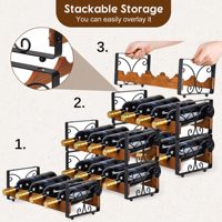 Casier à vin 12 bouteilles Autoportant à 3 niveaux Composants de casier à vin en acier et bois massif Porte-bouteilles Cave du sol au plafond