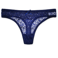 String sexy en dentelle de nylon bon marché pour femme, culotte transparente, respirante, taille basse, motif uni, tricotée, pour tous les jours