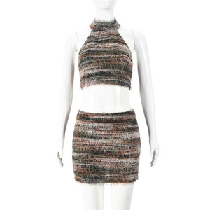2025 primavera autunno abiti Casual da donna Sexy senza maniche con Top corto all'americana con Mini gonne a vita bassa - Product Image 5