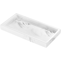 Petit plateau de rangement de salle de bain classique en polyrésine écologique, imitation marbre, organisateur multifonction laqué