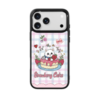 Coque de téléphone AG Feeling Black Edge avec motif chat Gilding Cake pour iPhone 17, 17 Pro Max, 16 Pro, 15 – Coque magnétique
