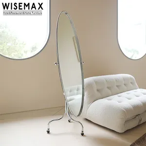 WISEMAX FURNITURE北欧デザインアルミフレームスタンドミラーベッドルームフルレングスミラー調節可能なドレッシングルームミラー家庭用