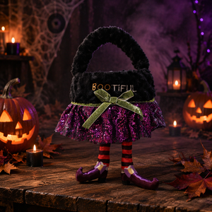 Bolsas <span class=keywords><strong>de</strong></span> Peluche Modernas para Dulces <span class=keywords><strong>de</strong></span> Halloween, Cesta <span class=keywords><strong>de</strong></span> Caramelos con Lentejuelas Moradas y Patas <span class=keywords><strong>de</strong></span> Bruja, Bolsa <span class=keywords><strong>de</strong></span> Regalo Personalizada con Bordado para Niños - Product Image 3